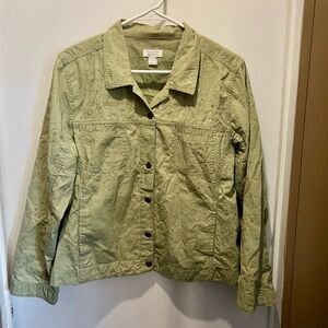 Christopher & Banks Olive Utility Embroidered Shirt Large